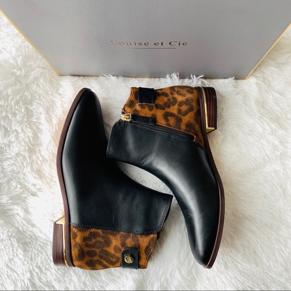 Louise et Cie Tangie Black / Leopard Bootie - Picture 3 of 8
